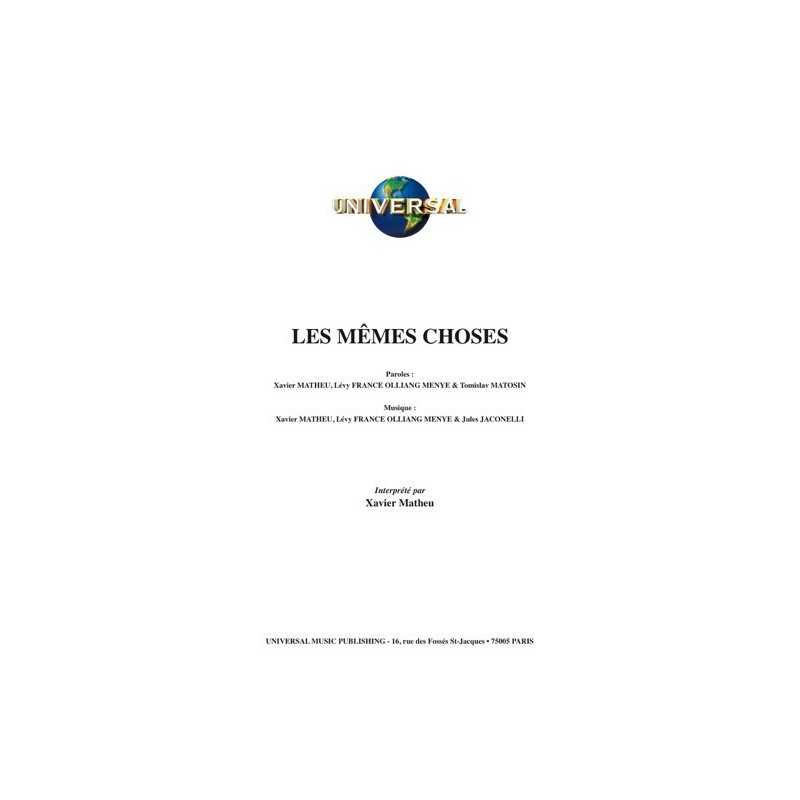 Partition LES MÊMES CHOSES Xavier MATHEU