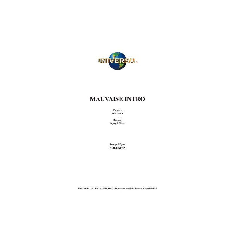 Partition MAUVAISE INTRO BOLEMVN