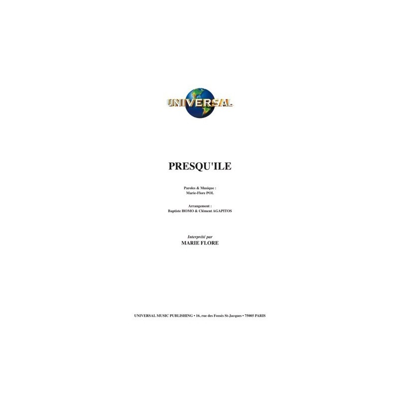 Partition PRESQU'ILE MARIE FLORE