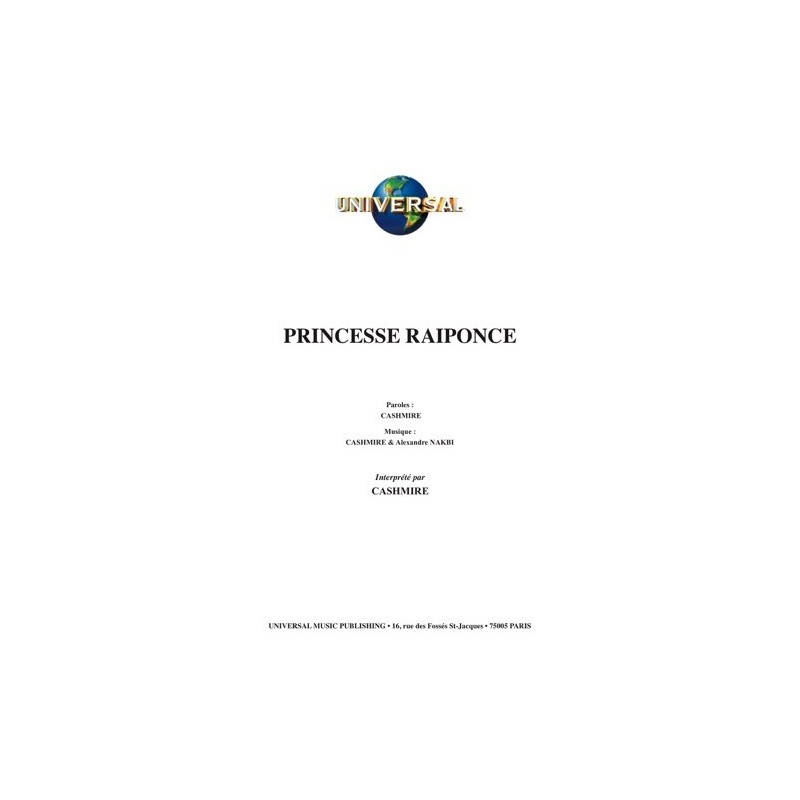 Partition PRINCESSE RAIPONCE CASHMIRE