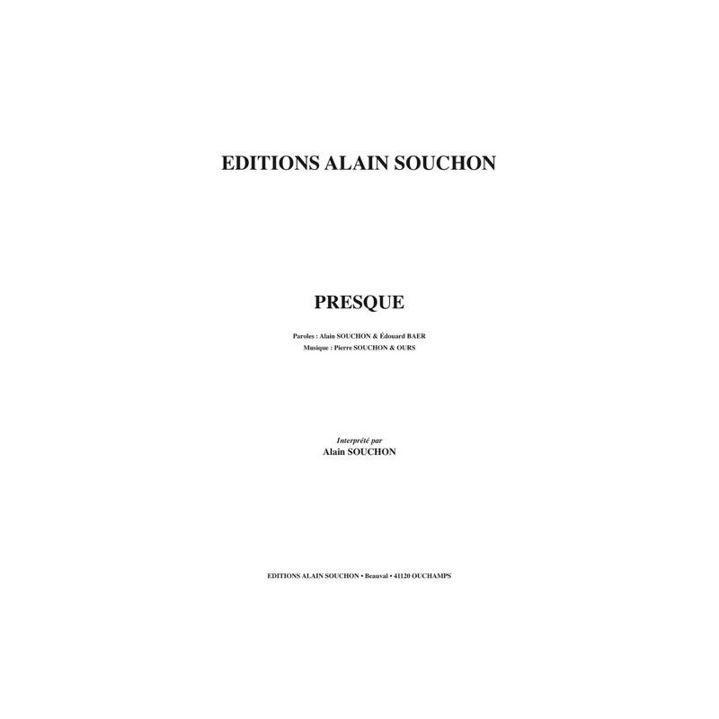 Sheet music PRESQUE Alain Souchon