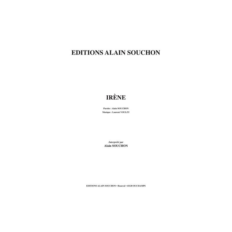 Partition IRÈNE ALABAMA Alain Souchon