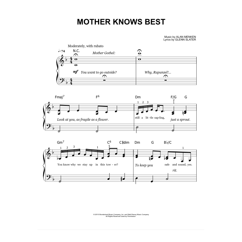 Sheet music MOTHER KNOWS BEST Donna Murphy