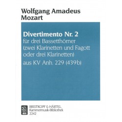 Sheet music DIVERTIMENTO NR. 2 KV ANH. 229 Wolfgang Amadeus Mozart