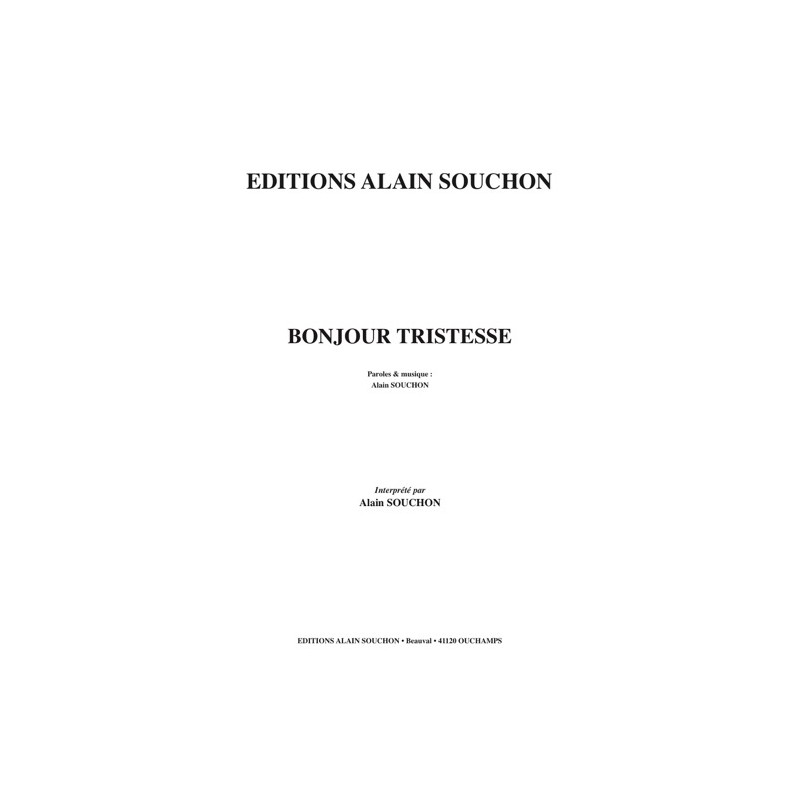 Partition BONJOUR TRISTESSE Alain Souchon