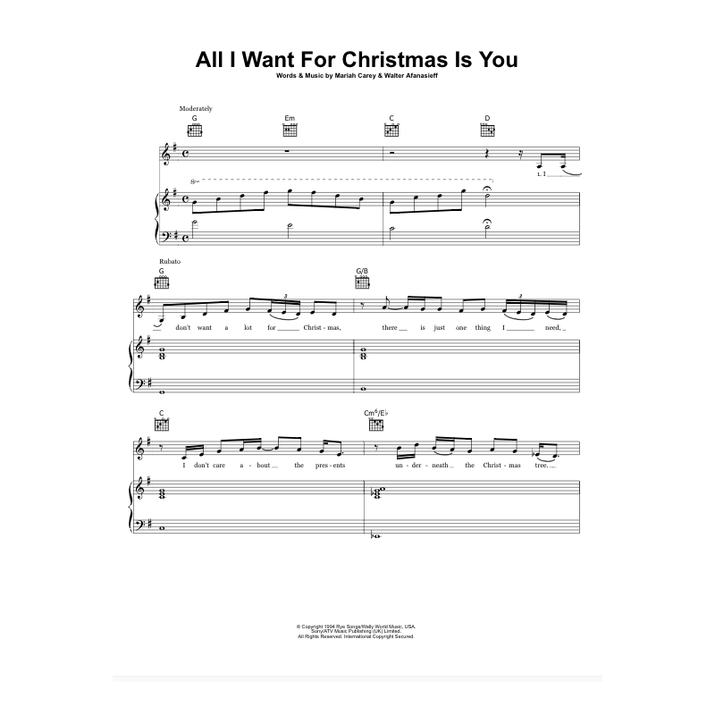 Partition ALL I WANT FOR CHRISTMAS IS YOU Mariah Carey