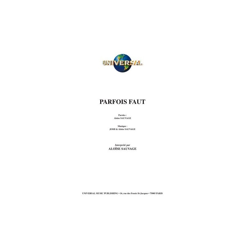 Partition PARFOIS FAUT Aloïse SAUVAGE