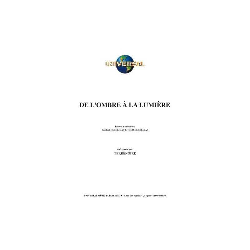 Partition DE L'OMBRE À LA LUMIÈRE TERRENOIRE