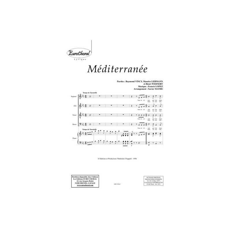 Partition MÉDITERRANNÉE (SATB) Francis LOPEZ