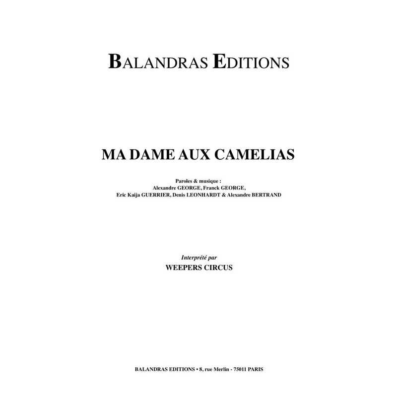 Partition MA DAME AUX CAMÉLIAS WEEPERS CIRCUS