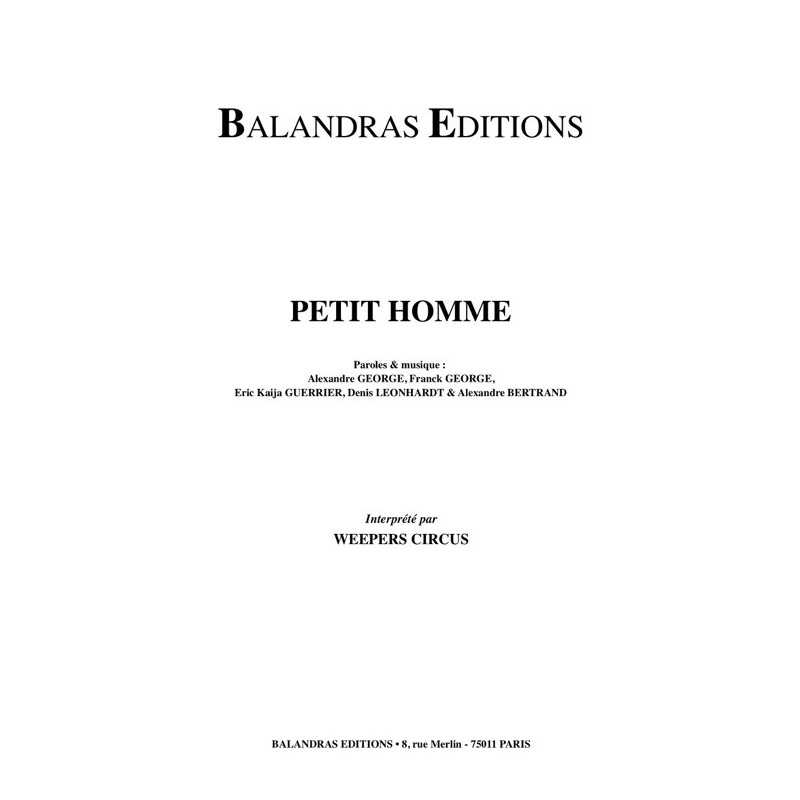 Partition PETIT HOMME WEEPERS CIRCUS