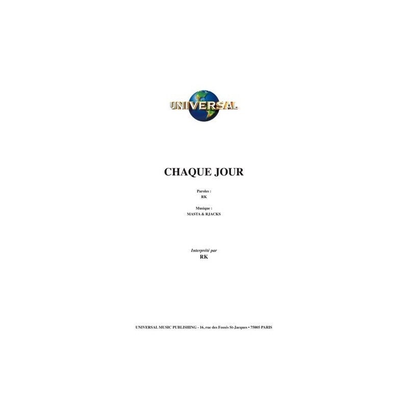 Partition CHAQUE JOUR RK