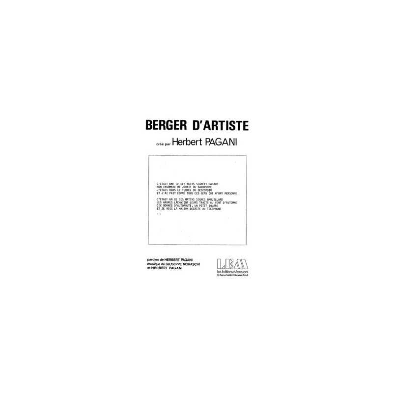 Partition BERGER D'ARTISTE Herbert PAGANI pdf
