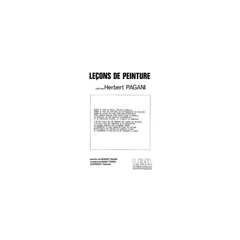 Sheet music LEÇON DE PEINTURE Herbert PAGANI pdf