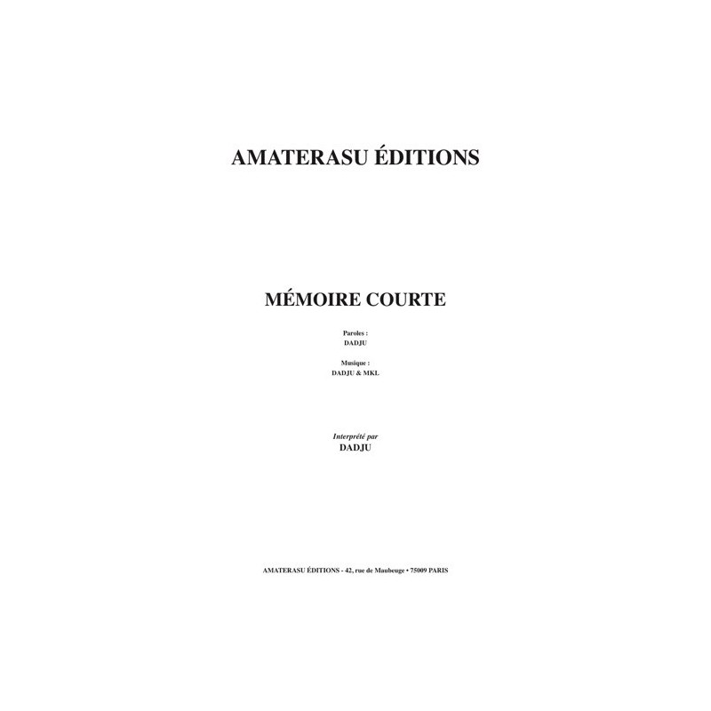 Partition MÉMOIRE COURTE DADJU