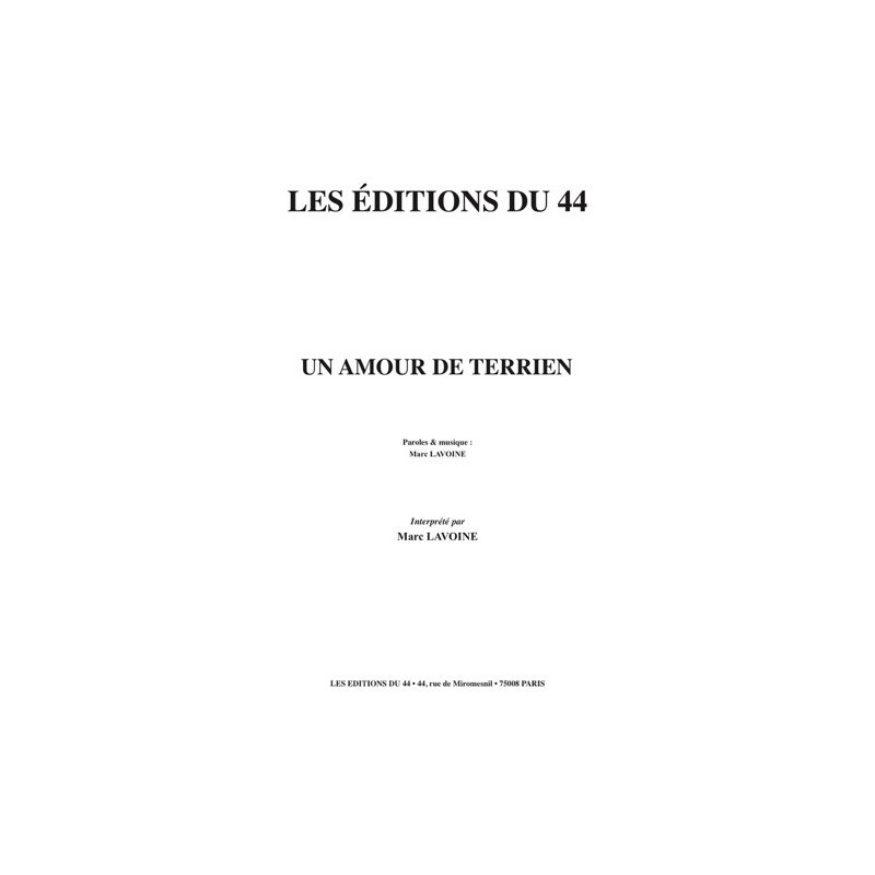 Partition UN AMOUR DE TERRIEN Marc LAVOINE