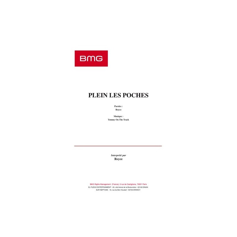 Partition PLEIN LES POCHES ROYCE