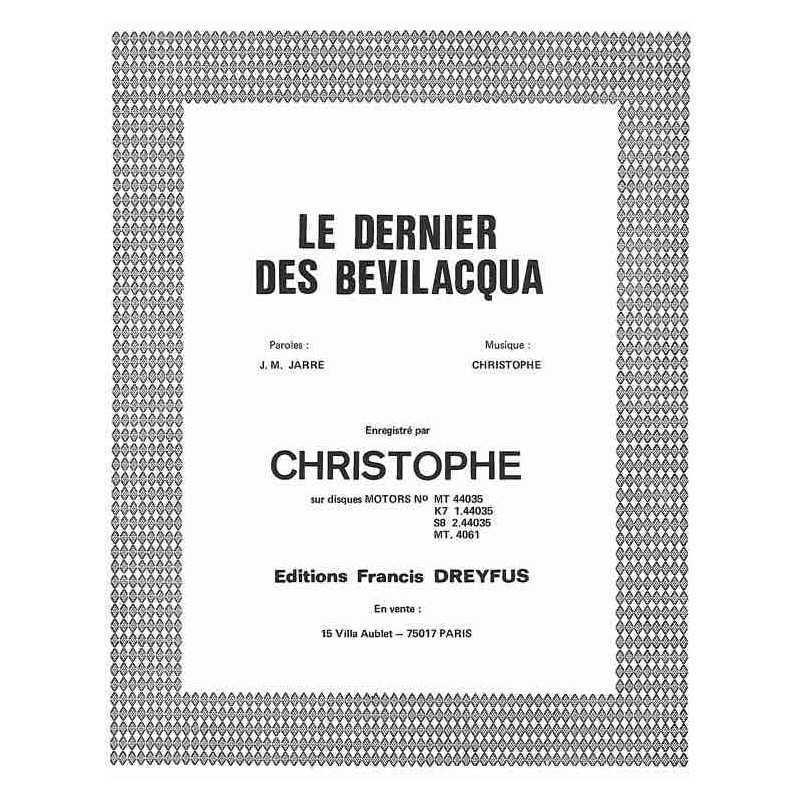 Partition LE DERNIER DES BEVILACQUA CHRISTOPHE