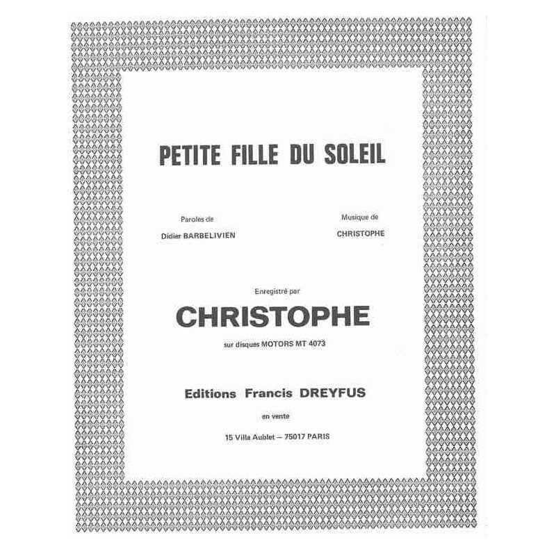 Partition PETITE FILLE DU SOLEIL CHRISTOPHE