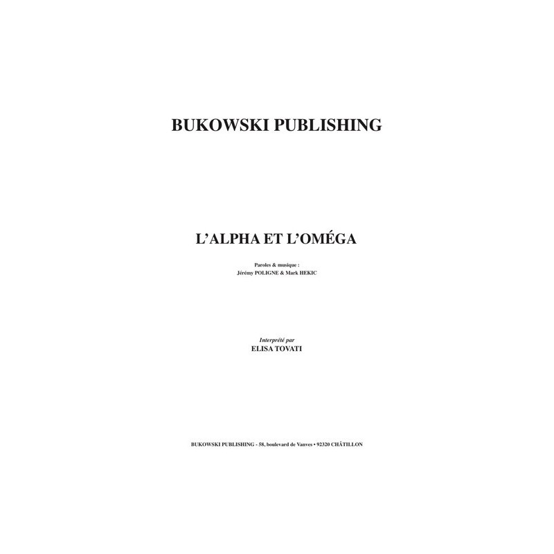 Partition L’ALPHA ET L’OMÉGA Elisa TOVATI