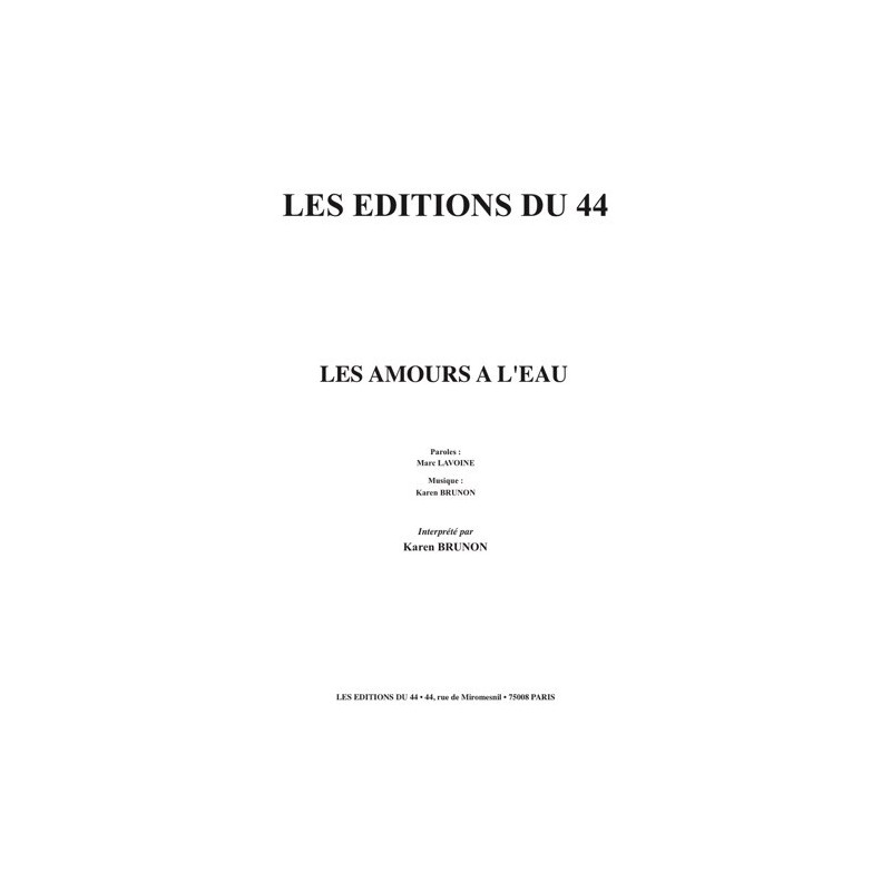 Partition LES AMOURS À L'EAU Karen BRUNON