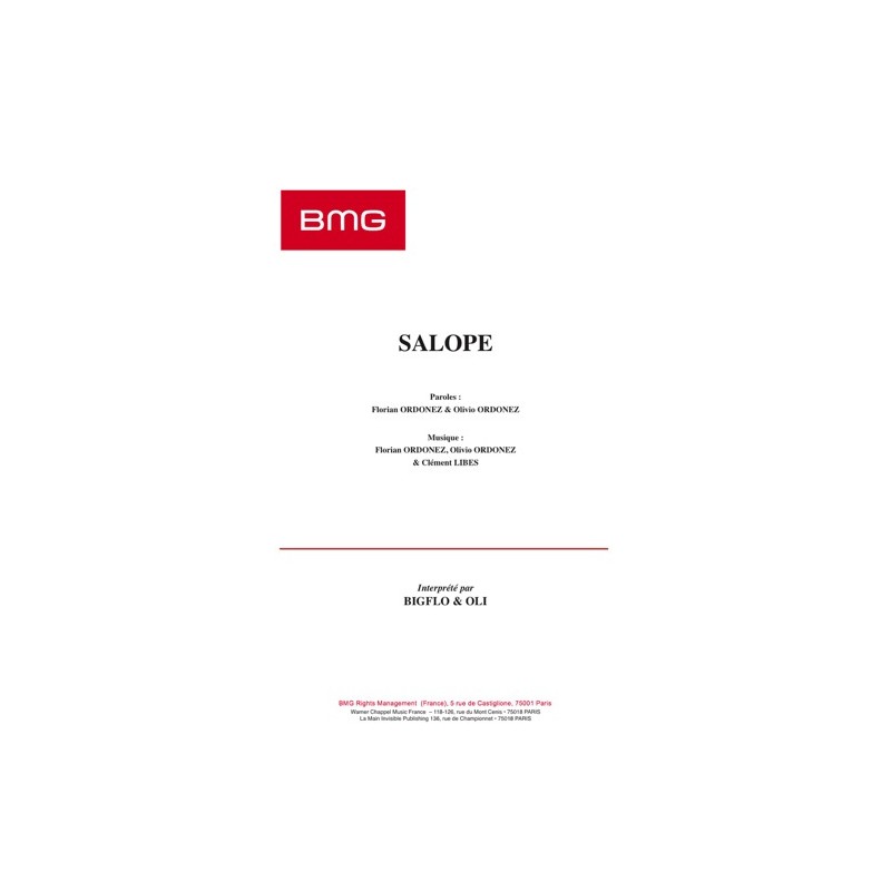 Sheet music SALOPE BIGFLO & OLI