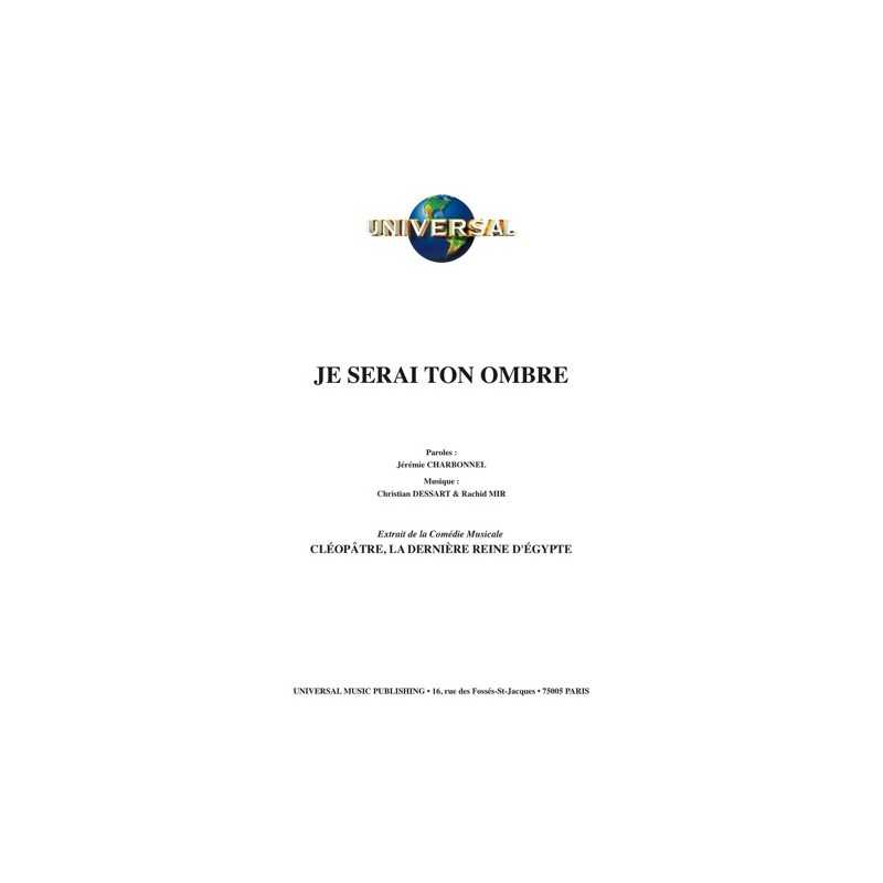 Sheet music JE SERAI TON OMBRE CLÉOPÂTRE