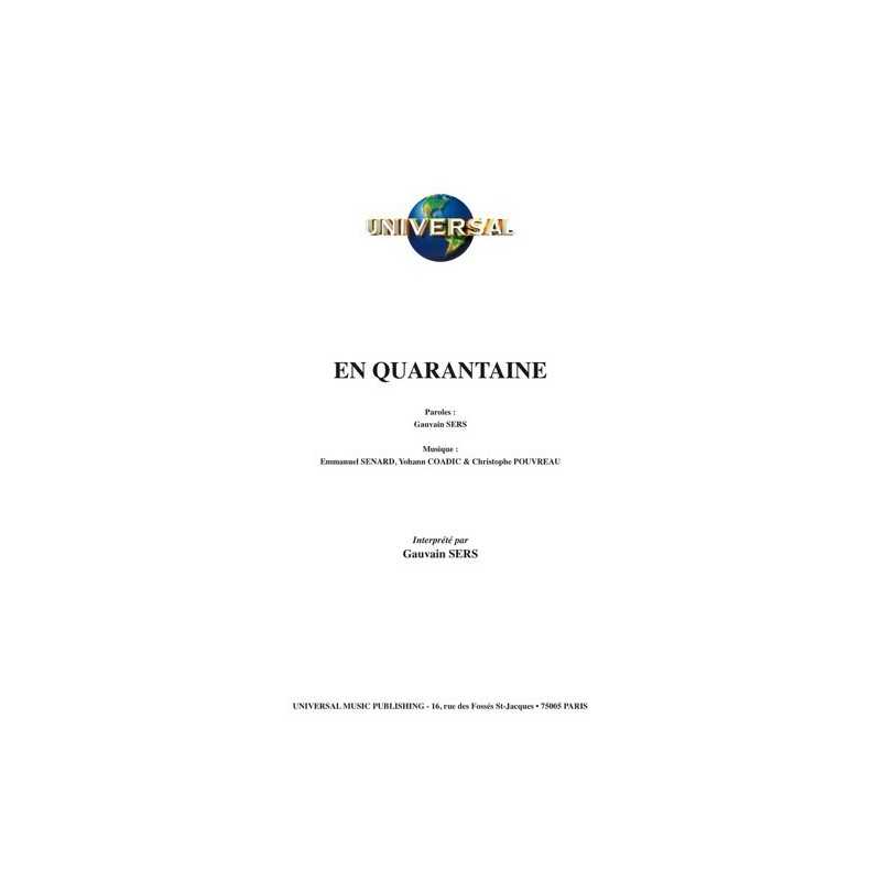 Sheet music EN QUARANTAINE Gauvain SERS