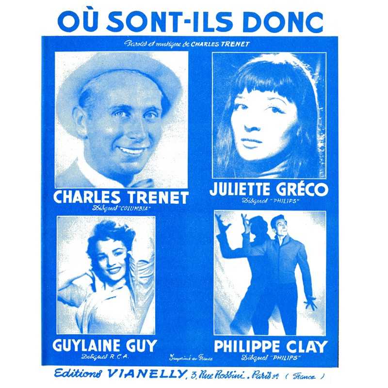Sheet music OÙ SONT-ILS DONC Charles Trenet