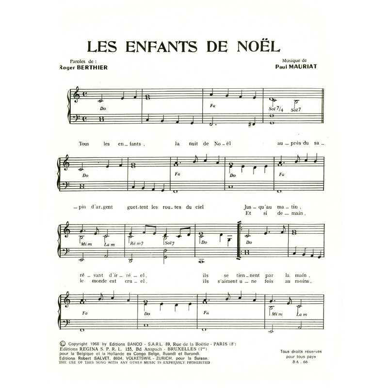 Partition LES ENFANTS DE NOËL Mireille Mathieu PDF