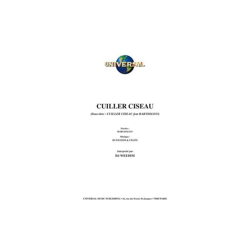 Partition CUILLER CISEAU DJ WEEDIM