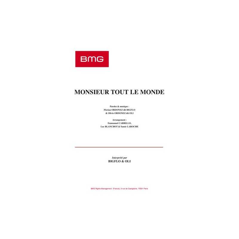Sheet music MONSIEUR TOUT LE MONDE BIGFLO & OLI