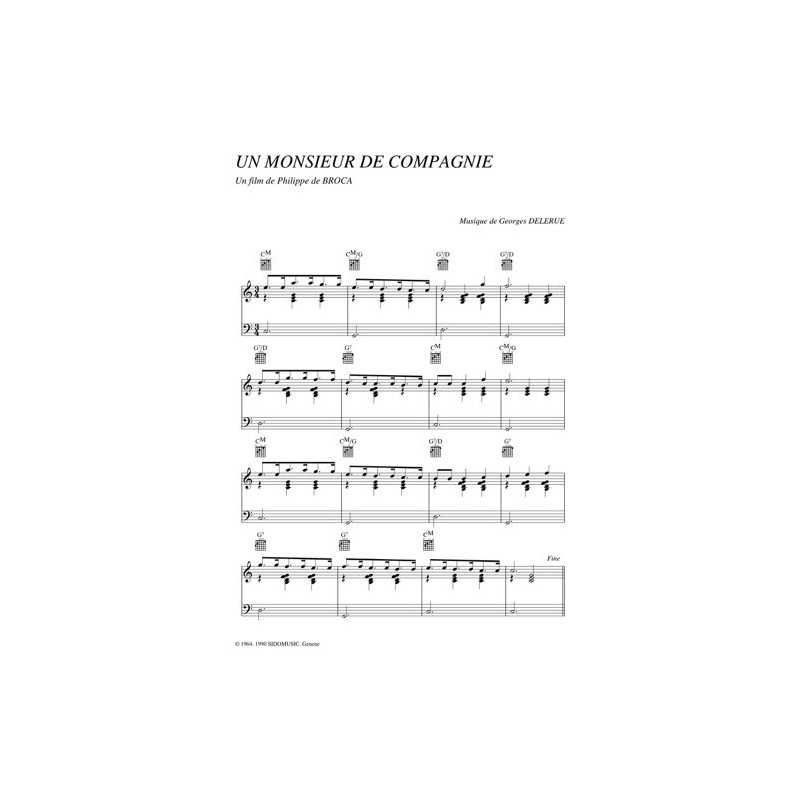 Partition UN MONSIEUR DE COMPAGNIE Georges Delerue