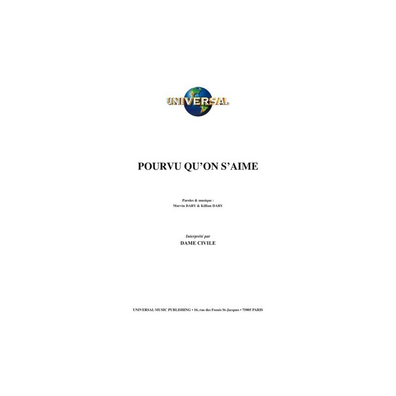 Partition POURVU QU'ON S'AIME DAME CIVILE