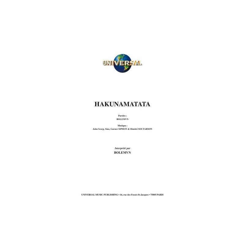 Partition HAKUNAMATATA BOLEMVN