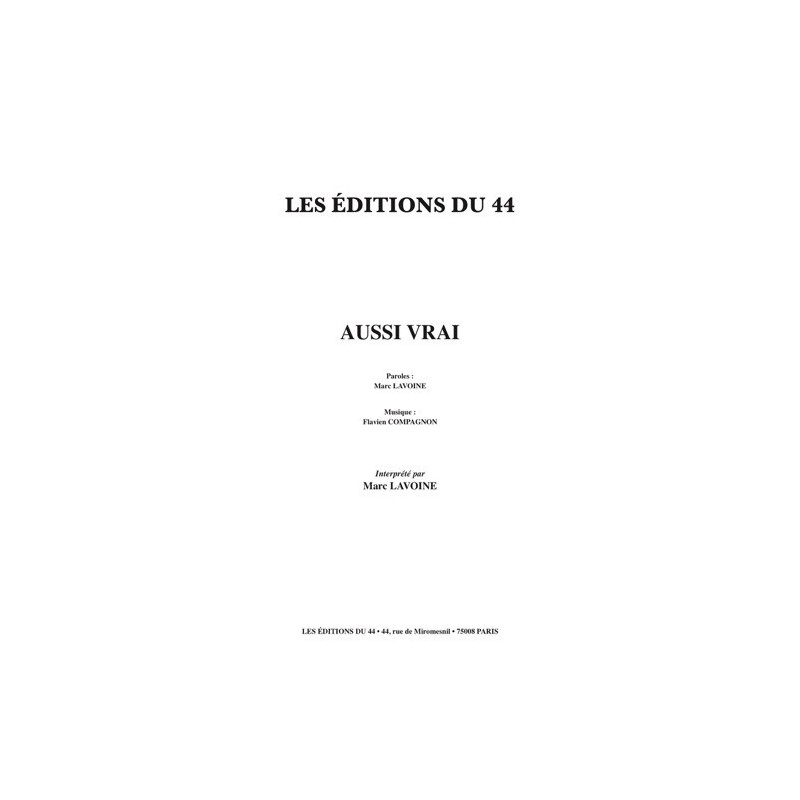 Partition AUSSI VRAI Marc LAVOINE
