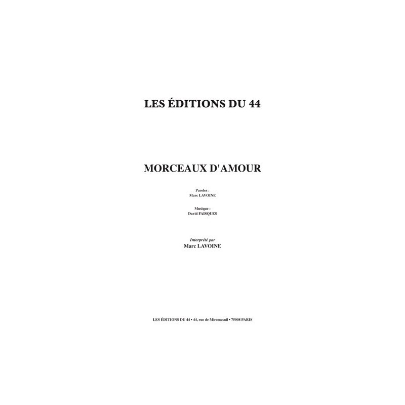 Partition MORCEAUX D'AMOUR Marc LAVOINE