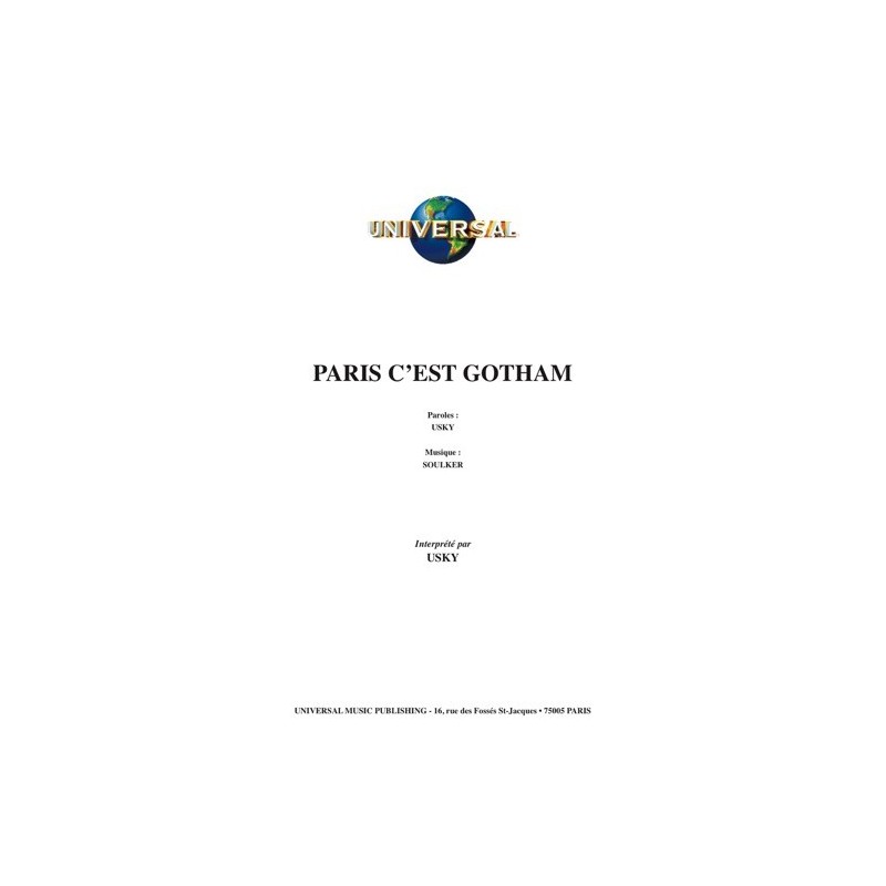 Partition PARIS C’EST GOTHAM USKY