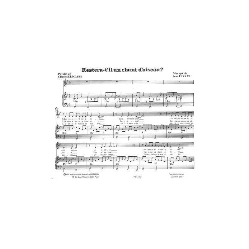 RESTERA-T'IL UN CHANT D'OISEAU ?