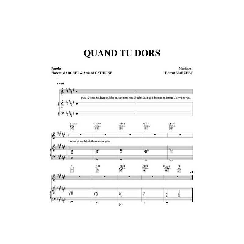 Partition QUAND TU DORS Florent MARCHET