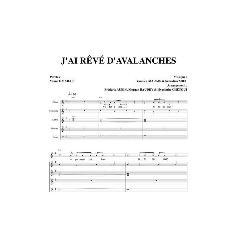 Partition J'AI RÊVÉ D'AVALANCHES LA MAISON TELLIER