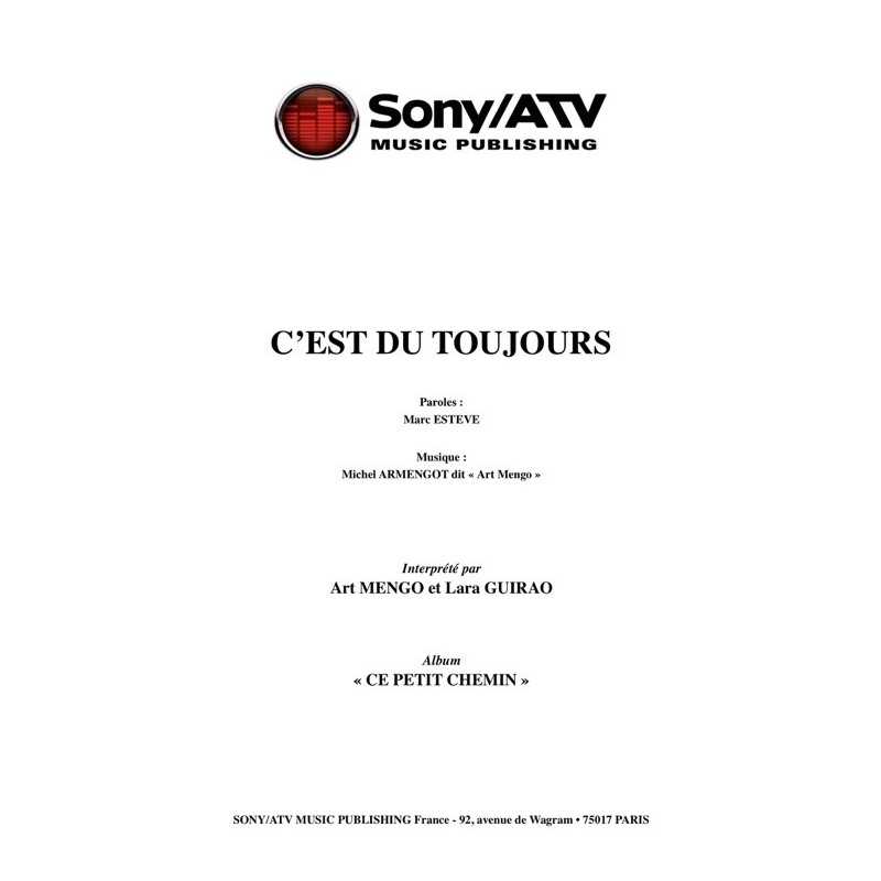 Partition C’EST DU TOUJOURS Art MENGO