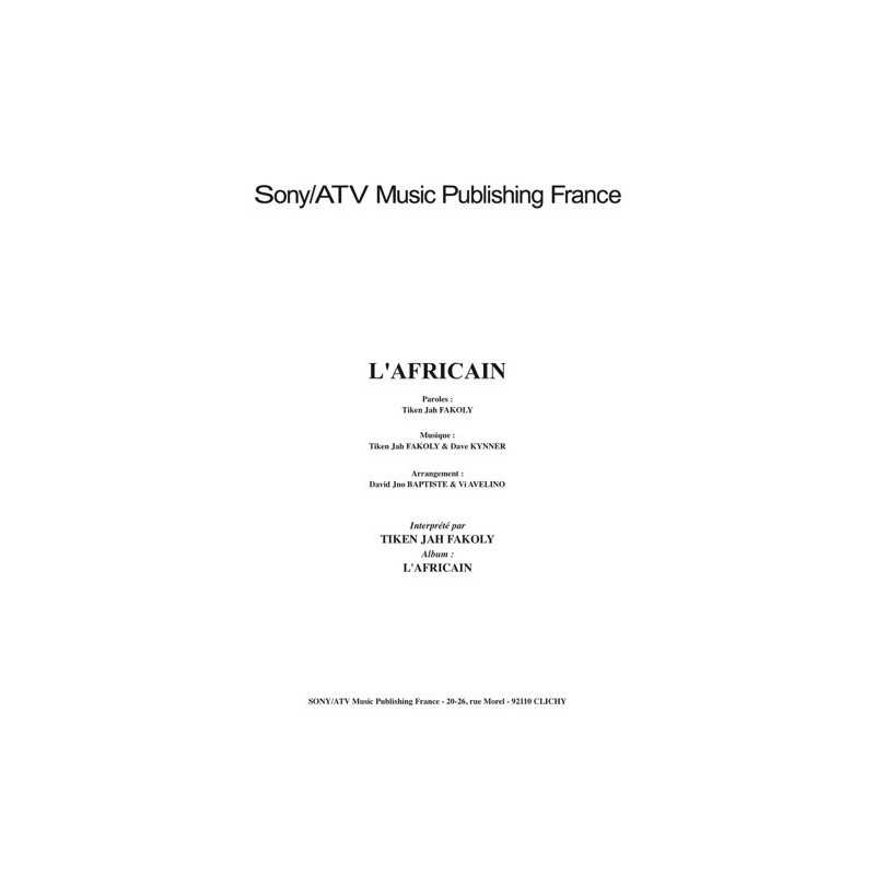 Partition L'AFRICAIN TIKEN JAH FAKOLY