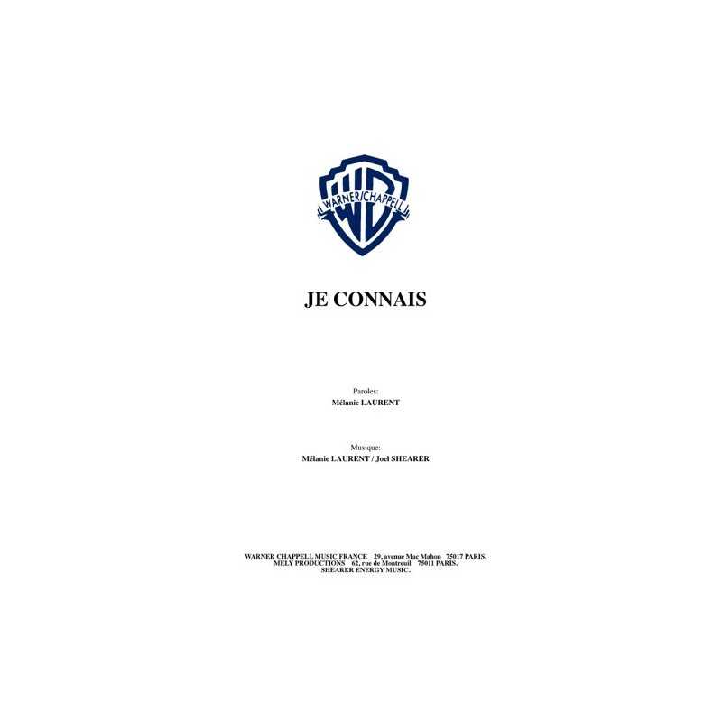 Partition JE CONNAIS LAURENT Mélanie