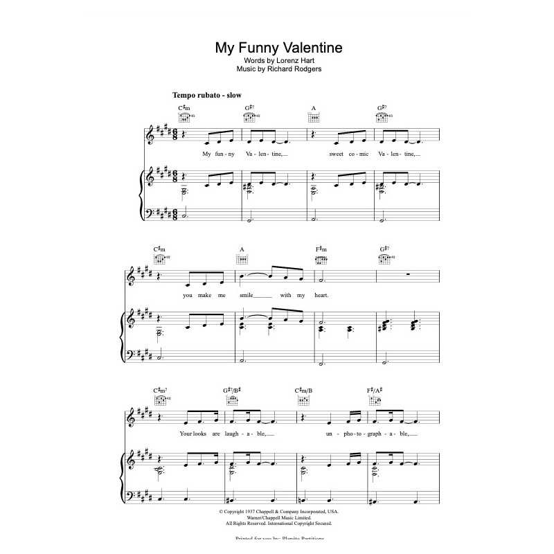 Partition MY FUNNY VALENTINE
