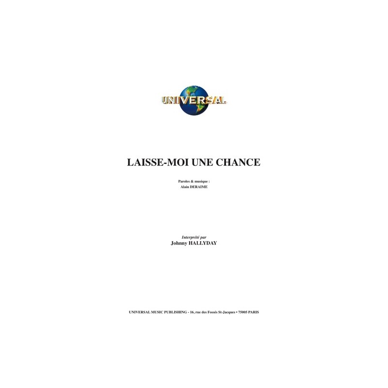 Partition Laisse moi une chance Johnny Hallyday