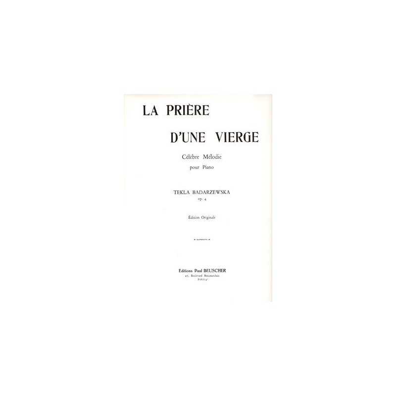 Partition LA PRIÈRE D'UNE VIERGE Tekla BADARZEWSKA