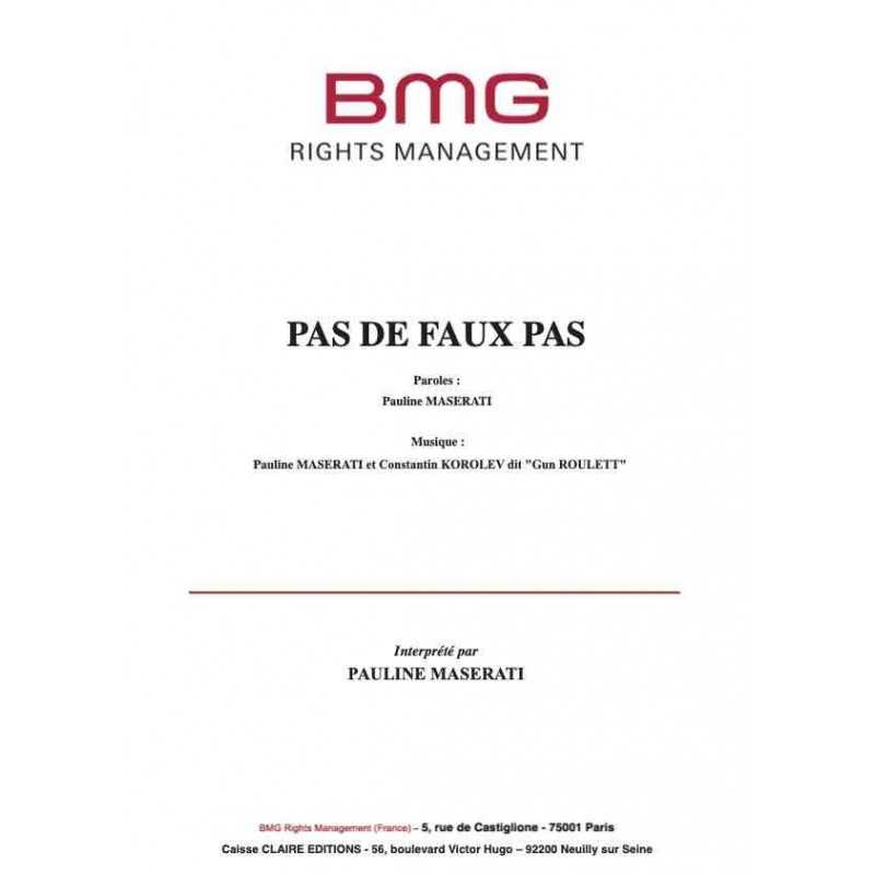 Partition PAS DE FAUX PAS Pauline MASERATI