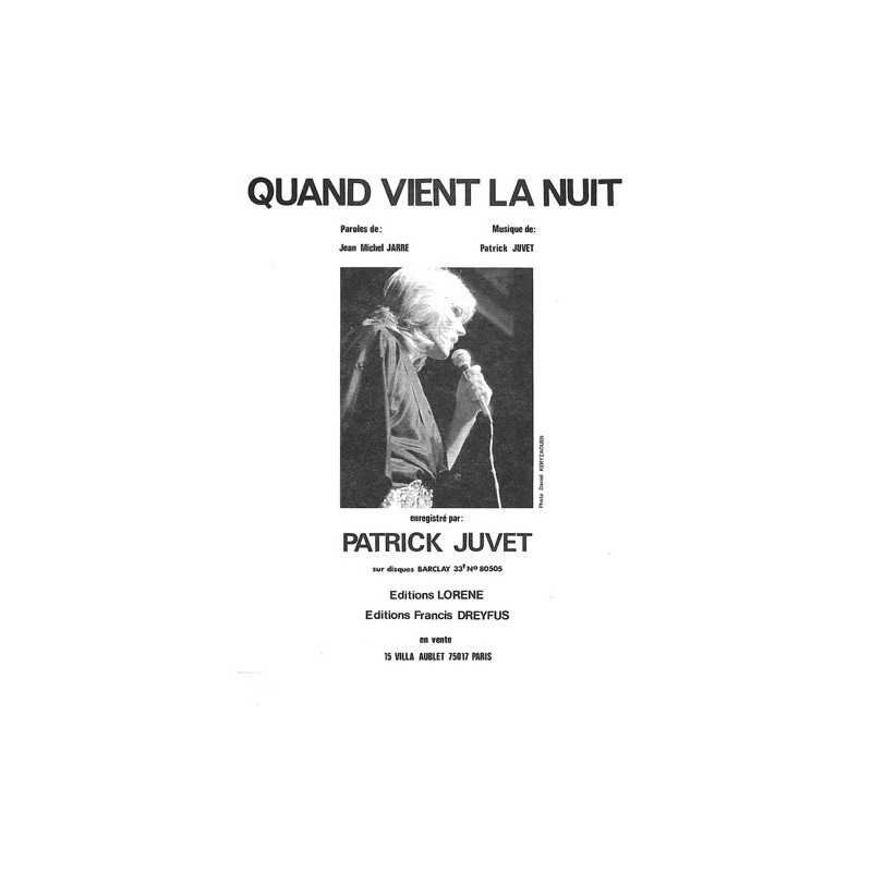 Sheet music QUAND VIENT LA NUIT PATRICK JUVET