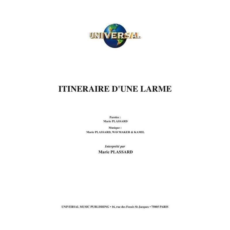 Partition ITINERAIRE D'UNE LARME Marie PLASSARD